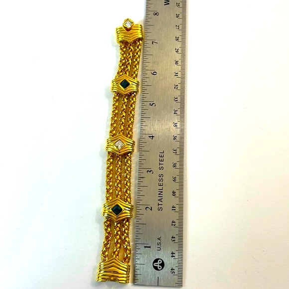 Vintage Nolan Miller Signed Gold Tone Colorful Glass Stones Designer Bracelet - Picture 7 of 8